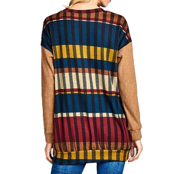 Mustard & Blue Geometric Sweater S - Picture 4 of 6